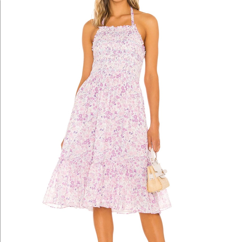 LoveShackFancy Ottawa Dress in Purple Iris